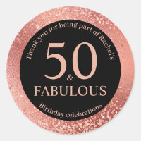 50th Birthday Rose Gold Thank You 