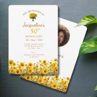 50th Birthday Rustic Sunflower Floral Photo