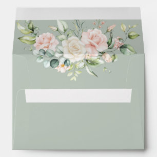 50th Birthday Sage Green Floral Elegant Envelope