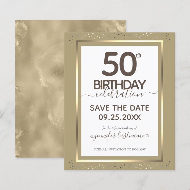 50th Birthday Save the Date Budget Invitation (Front/Back)
