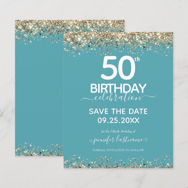 50th Birthday Save the Date Budget Invitation (Front/Back)