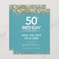 50th Birthday Save the Date Budget Invitation