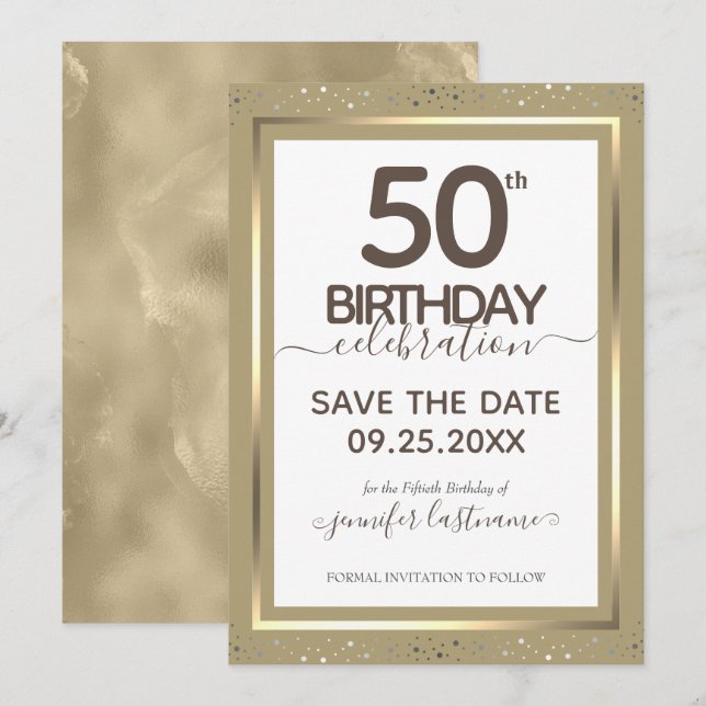 50th Birthday Save the Date  Invitation (Front/Back)