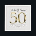 50th Birthday Solid Gold Text Light Grey Classy Napkin<br><div class="desc">50th Birthday Solid Gold Text Light Grey Classy Napkins. Simple yet classy birthday theme design with the birth year milestone in solid gold text effect! Elegantly design for any gender, male or female. Definitely a solid way to celebrate your birthday milestone! Check out the collection for co-ordinating items that will...</div>