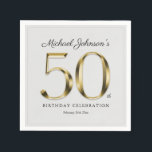50th Birthday Solid Gold Text Light Grey Classy Napkin<br><div class="desc">50th Birthday Solid Gold Text Light Grey Classy Napkins. Simple yet classy birthday theme design with the birth year milestone in solid gold text effect! Elegantly design for any gender, male or female. Definitely a solid way to celebrate your birthday milestone! Check out the collection for co-ordinating items that will...</div>