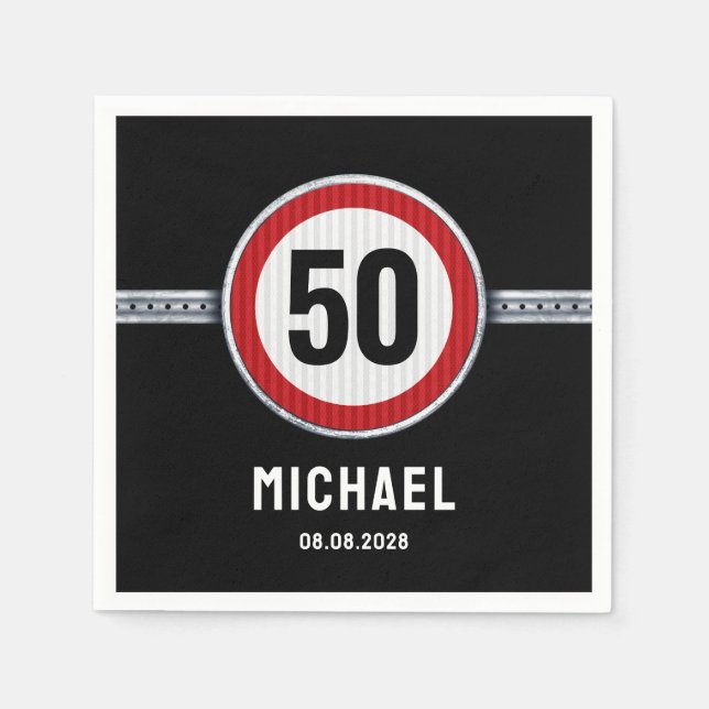 50th Birthday Speed Limit  Napkin (Front)