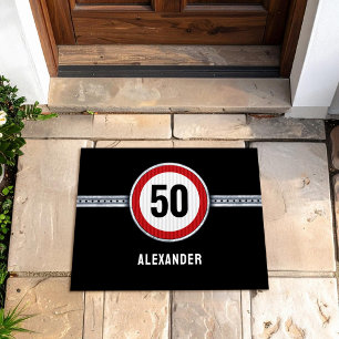 50th Birthday Speed Limit Sign - ANY AGE Doormat