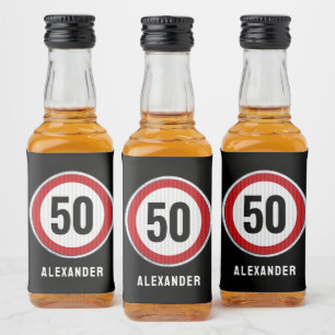 50th Birthday Speed Limit Sign - ANY AGE Liquor Bottle Label