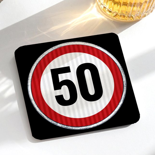 50th Birthday Speed Limit Sign - ANY AGE Square Paper Coaster (Creator Uploaded)