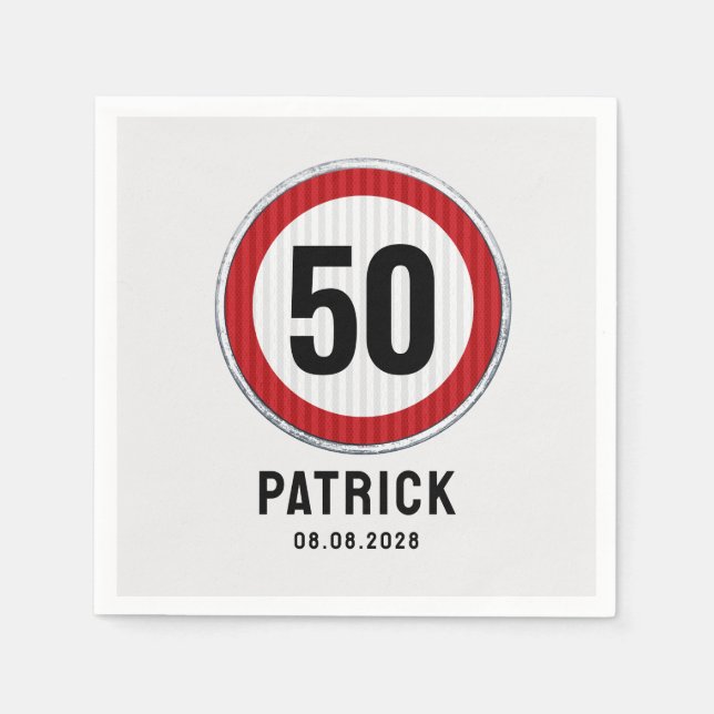 50th Birthday Speed Limit Sign Napkin (Front)