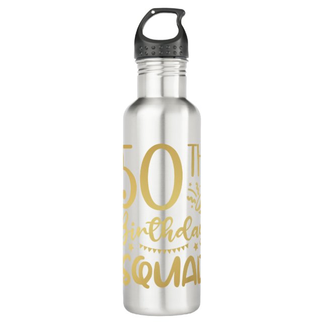 50th Birthday Squad 50 Party Crew 710 Ml Water Bottle (Front)