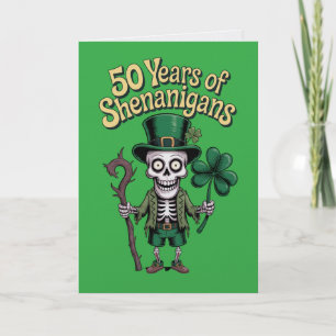 50th Birthday St Patrick's Day Funny Golden Card