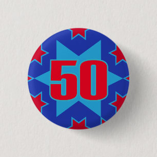 50th Birthday star button/badge 1 Inch Round Button