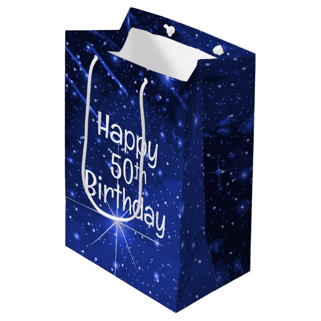 50th Birthday Star Galaxy  Medium Gift Bag (Front Angled)