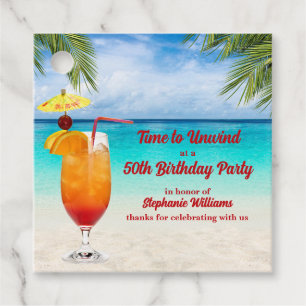 50th Birthday Summer Cocktail Beach Party Favour Tags