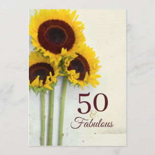 50th Birthday Sunflower Rustic Invitation
