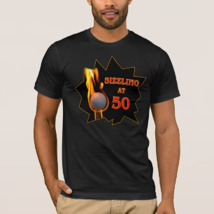 50th Birthday T Shirt Golf Ball on Fire - Sizzling