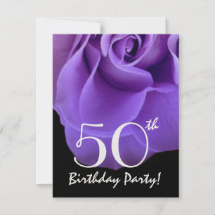 50th Birthday Template Purple Rose For Her W419