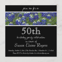 50th Birthday Texas Bluebonnets Floral Invitation