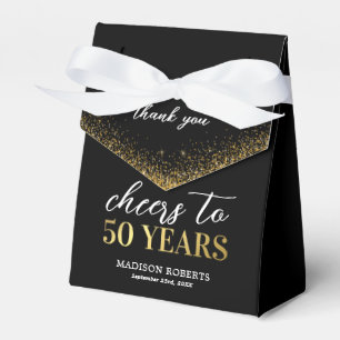 50th Birthday Thank You Black Gold Favor Box