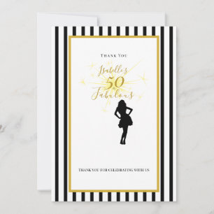50th Birthday Thank You Card Black & Gold 50 & Fab