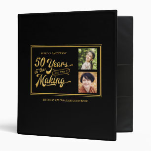 50th Birthday Then & Now Photos Retro Guestbook Binder