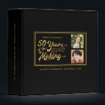 50th Birthday Then & Now Photos Retro Photo Album Binder<br><div class="desc">Retro typography design stating 50 YEARS IN THE MAKING which incorporates the 50-year-old's birth year within the design. Include THEN and NOW photos and personalize the title and spine of this binder which can be used as a photo album, scrapbook, guestbook or a combination of these. Black and gold colour...</div>