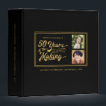 50th Birthday Then & Now Photos Retro Photo Album Binder<br><div class="desc">Retro typography design stating 50 YEARS IN THE MAKING which incorporates the 50-year-old's birth year within the design. Include THEN and NOW photos and personalize the title and spine of this binder which can be used as a photo album, scrapbook, guestbook or a combination of these. Black and gold colour...</div>