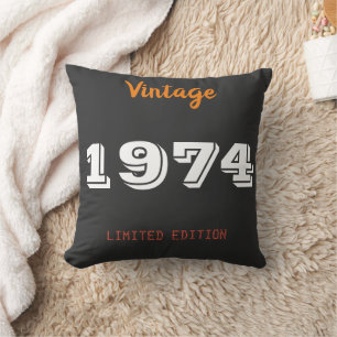 50th Birthday Throw Pillow – Vintage 1974 Limited 