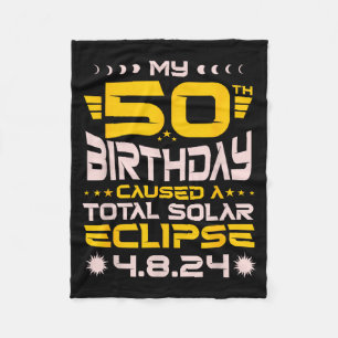 50th Birthday Total Solar Eclipse - April 8th 2024 Fleece Blanket