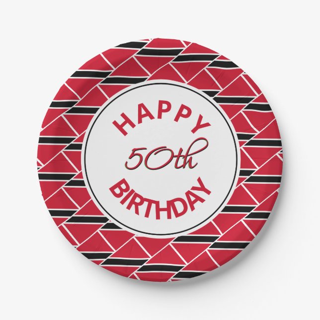 50th Birthday TRINIDAD FLAG Custom Paper Plate (Front)