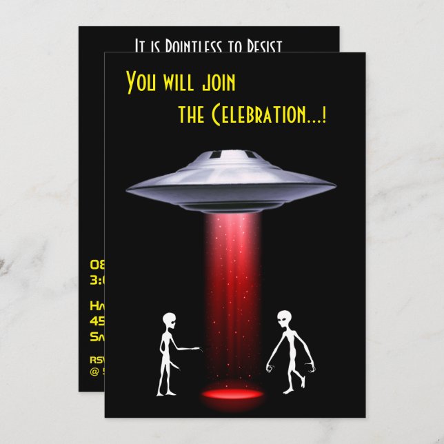 50th Birthday 👽 UFO Alien Abduction Party Invitation (Front/Back)