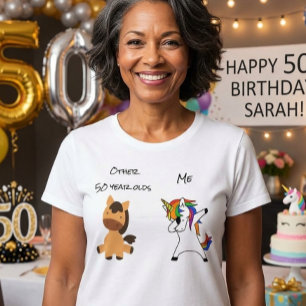 50th Birthday Unicorn Funny Horse Dabbing gift T-Shirt