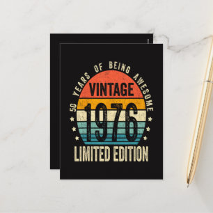 50th Birthday Vintage 1976 Limited Edition Holiday Postcard