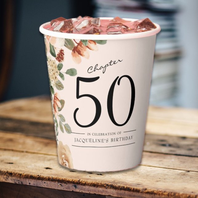 50th Birthday Vintage Floral Paper Cups (50th Birthday Vintage Floral Paper Cups
Sophisticated and elegant floral addition to any party.)