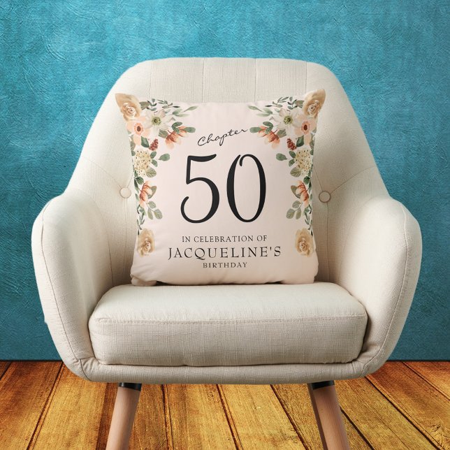 50th Birthday Vintage Floral Throw Pillow (50th Birthday Vintage Floral Throw Pillow.
Throwback to a time of elegance and charm.)