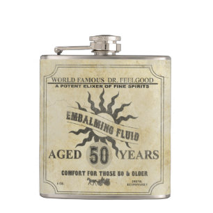 50th Birthday Vintage Humour Flask