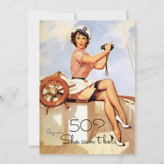 50th Birthday, Vintage, Sexy Pin Up Girl, Custom Invitation