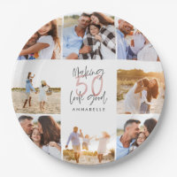 50th birthday white girly glitter photo collage