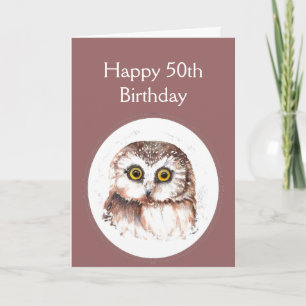 50th  Birthday Who Loves You, Cute Owl Humour Card