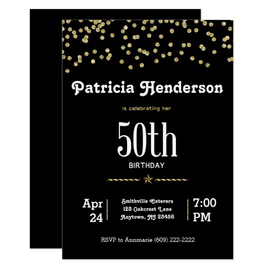 50th Birthday with Glittering Gold Card