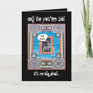 50th Birthday with Skeleton Riding a Horse - FUNNY Card