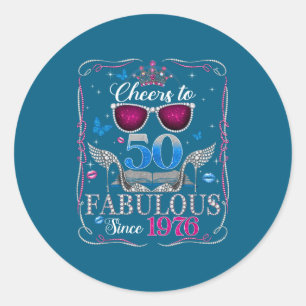 50th Birthday Women Cheers To 50 Years Fabulous Si Classic Round Sticker