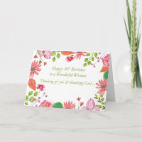 50th Birthday Wonderful Woman Watercolor Flowers R