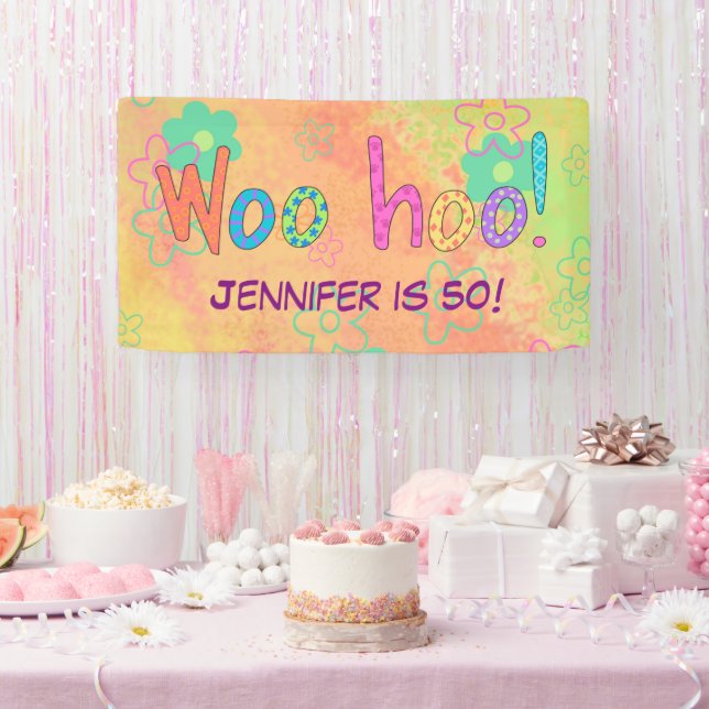 50th Birthday WooHoo Name Personalized Banner (Party)