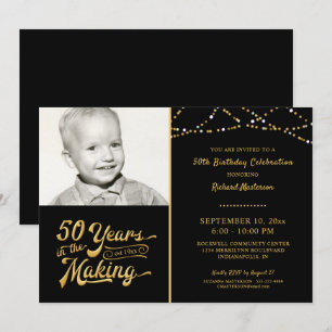 50th Birthday YEARS IN THE MAKING Black Gold Invitation