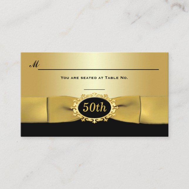 50th Black and Gold Reception Place Card (Front)