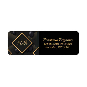 50th Black Gold Diamond Shape Birthday Personalize