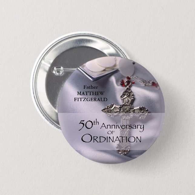50th Custom Name Ordination Anniversary Chalice 2 Inch Round Button (Front & Back)