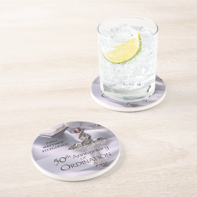 50th Custom Name Ordination Anniversary Chalice Coaster (Side)